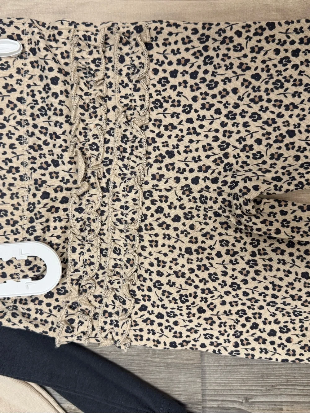 Carter's Baby 3 piece Leopard Ruffle Pant & 2 Bodysuit Set - Black & Beige